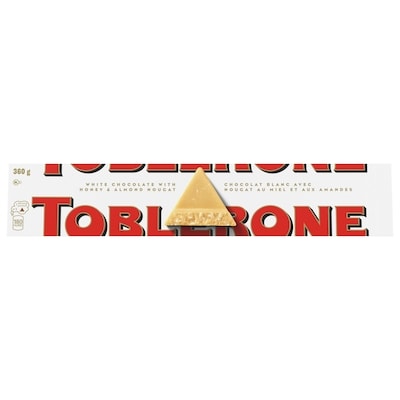 Toblerone Tablette de chocolat blanc avec nougat au miel et aux amandes 360 g, 3,33 $/100g