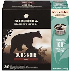 Muskoka Roastery Coffee Co Ours Noirs 6X20Ct 220 g, 11,36 $/100g