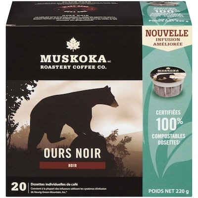 Muskoka Roastery Coffee Co Ours Noirs 6X20Ct 220 g, 11,36 $/100g