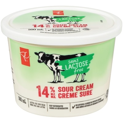 President's Choice Lactose Free 14% M.F. Sour Cream 500 ml, $0.86/100ml
