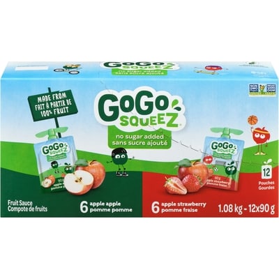 GoGo squeez Squeeze, Apple/Strawberry 12x90.0 g, $1.11/100g