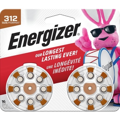Energizer Hearing Aid Batteries Size 312, Brown Tab, 16 Pack 16 ea, $1.56/1ea