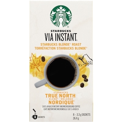 Starbucks Via Instant True North Blend Blonde Roast Coffee Packets 8 ea, $1.37/1ea