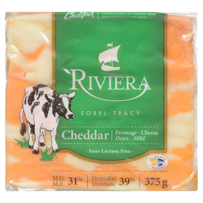 Riviera Cheddar Fromage Doux 375 g, 2,80 $/100g