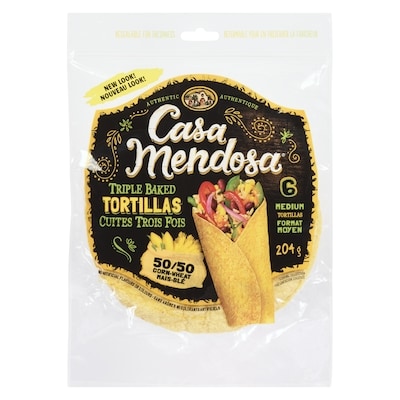Casa Mendosa Tortillas cuites trois fois 50/50 maïs-blé 204 g, 2,35 $/100g