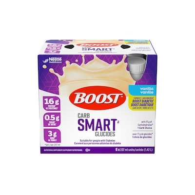 Nestle Health Science BOOST CarbSmart Vanilla Nutritional Supplement, 6-Pack 6x237.0 ml, $0.93/100ml