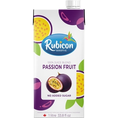 Rubicon Passion Fruit 100% Fruit Juice No-Added-Sugar  1 l, $0.35/100ml