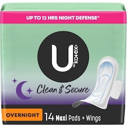 Clean & Secure Overnight Maxi Pads with Wings, 14 Count