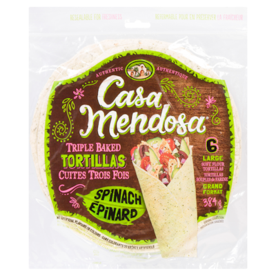 Casa Mendosa Large Spinach Tortillas 384 g, $1.30/100g