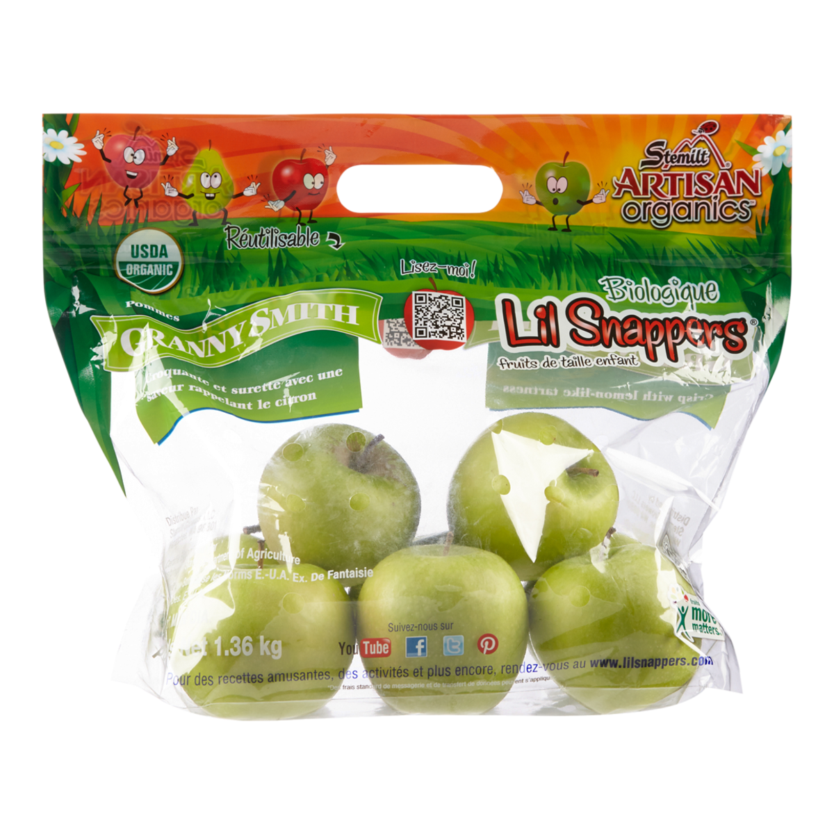 null Lil Snappers Organic Granny Smith Apples 1.35 kg, $0.67/100g