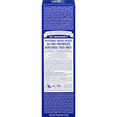 Dr Bronners Toothpaste, Peppermint 140 g, $6.42/100g
