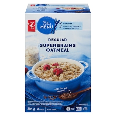 PC Blue Menu Blue Menu Regular Supergrains Oatmeal 8x304.0 g, $1.48/100g