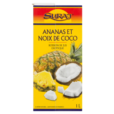 Suraj Boisson de jus exotique, ananas et noix de coco 1 l, 0,20 $/100ml
