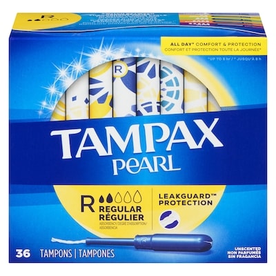 Tampax Pearl Tampons, with LeakGuard Braid, Regular Absorbency, Unscented, 36 Count. 36 ea, $0.33/1ea