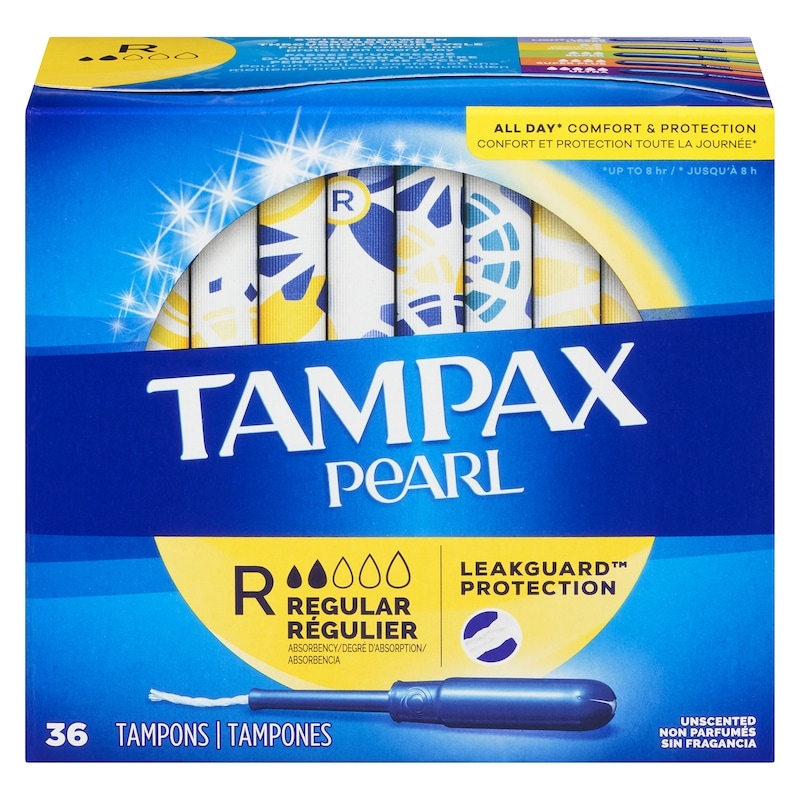 Pearl Tampons, with LeakGuard Braid, Regular Absorbency, Unscented, 36 Count.