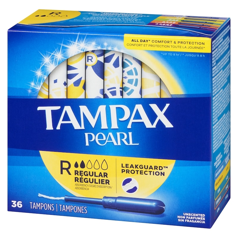 Pearl Tampons, with LeakGuard Braid, Regular Absorbency, Unscented, 36 Count.