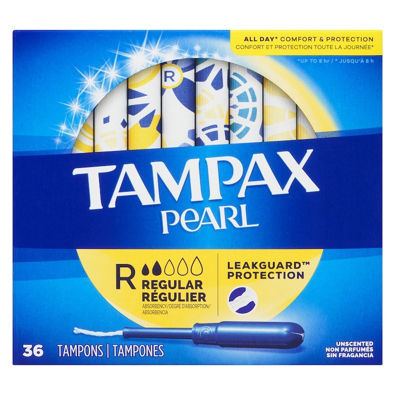 Pearl Tampons, with LeakGuard Braid, Regular Absorbency, Unscented, 36 Count.