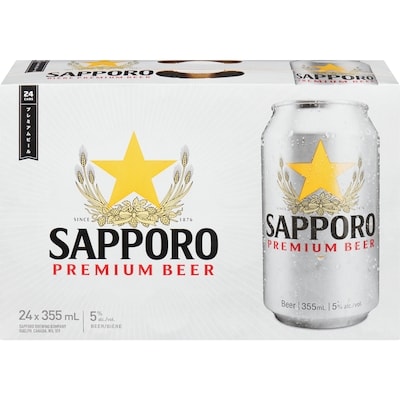 Sapporo Beer (ID required at pick-up) 24x355.0 ml, $0.50/100ml
