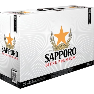 Sapporo Bière (Pièce d’identité requise au moment du ramassage) 24x355.0 ml, 0,50 $/100ml