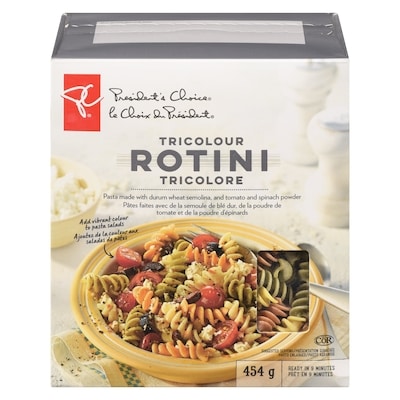 President's Choice Tricolour Rotini Pasta 454 g, $0.66/100g