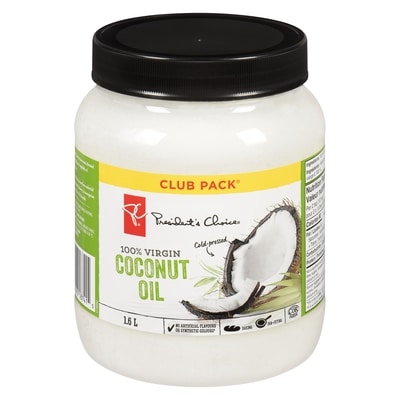President's Choice 100% Virgin Cold-Pressed Coconut Oil 1.6 l, $1.56/100ml