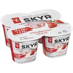 le Choix du Président Yogourt style islandais skyr 0 % M.G., fraise 4x100.0 g, 1,00 $/100g