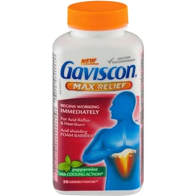 Gaviscon Max Relief Peppermint with Cooling Action 50 Chewable Foamtabs 50 ea, $0.38/1ea