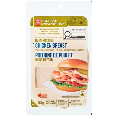 President's Choice Free From Oven-Roasted Chicken Breast 175 g, $3.43/100g