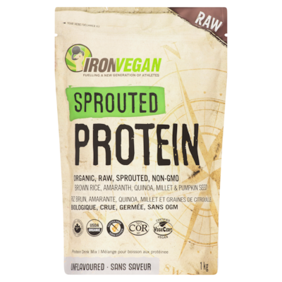 Iron Vegan Sprouted Protein Mélange pour Boisson aux Protéinee Sans Saveur 1 kg, 7,40 $/100g
