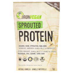 Iron Vegan Barre protéinée Sprouted, vanille 1 kg, 6,90 $/100g