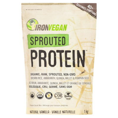 Iron Vegan Barre protéinée Sprouted, vanille 1 kg, 7,40 $/100g