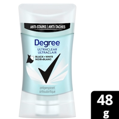 Degree UltraClear Antisudorifique Déodorant Black+White Anti-traces Blanches et Taches Jaunes Déodorant pour Femmes 48 g, 12,87 $/100g