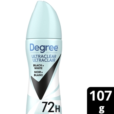 Degree UltraClear Black + White Antiperspirant Dry Spray 107 g, $5.60/100g
