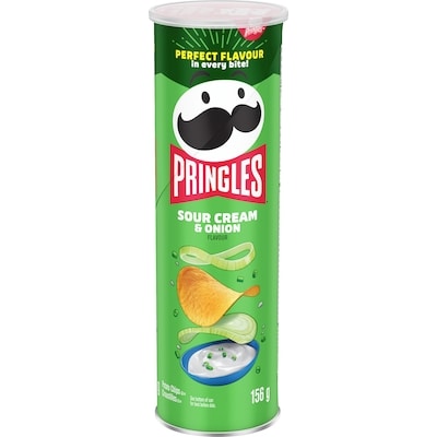 Pringles Sour Cream & Onion Flavour Potato Chips 156 g, $2.24/100g