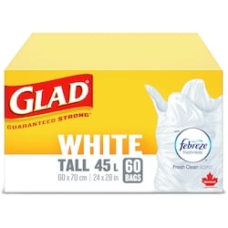 Kitchen Catchers White Garbage Bags - Tall 45 Litres - Febreze Fresh Clean Scent