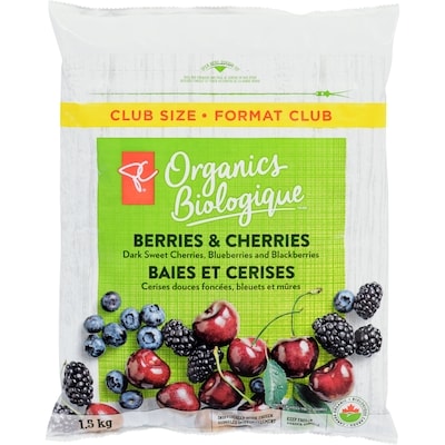 PC Organics Organic Dark Sweet Cherries, Blueberries And Blackberries Power Fruit Blend - Frozen 1.5 kg, $1.20/100g