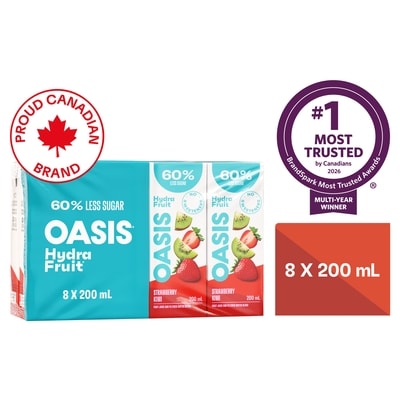 Oasis HydraFruit Strawberry Kiwi Fruit Juice Boxes 8x200.0 ml, $0.31/100ml