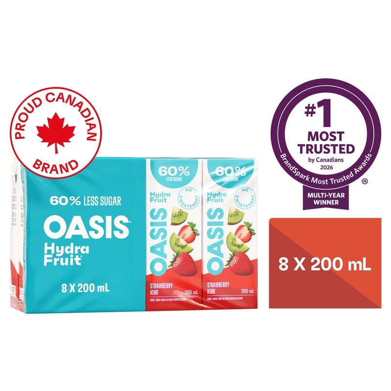 Oasis HydraFruit Strawberry Kiwi Fruit Juice Boxes - 8x200.0 ml