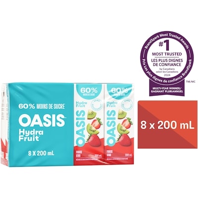 Oasis Boîtes de jus de fruits fraise et kiwi Hydrafruit 8x200.0 ml, 0,28 $/100ml