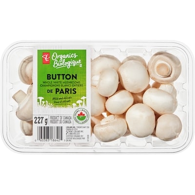 PC Organics Organic Button White Mushrooms 227 g, $2.64/100g