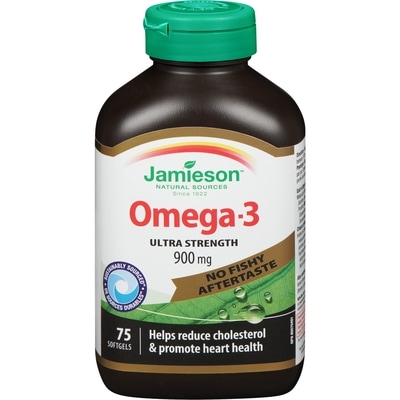 Jamieson No Fishy Aftertaste Ultra Strength Omega-3 900 mg 75 ea, $0.39/1ea