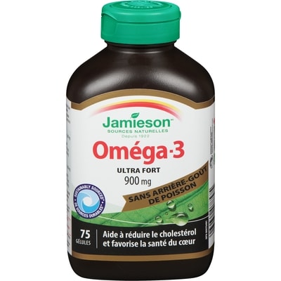 Jamieson Oméga-3 Ultra-Fort Sans Arrière-Goût de Poisson 900 mg 75 ea, 0,39 $/1ch