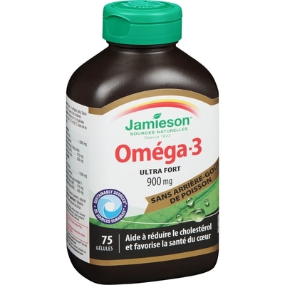 Oméga-3 Ultra-Fort Sans Arrière-Goût de Poisson 900 mg