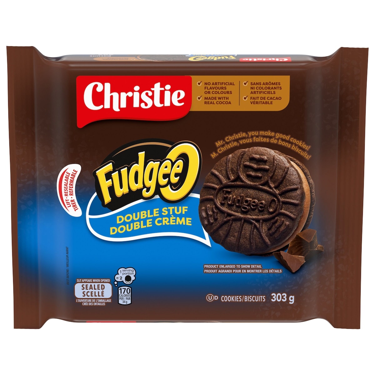 Christie Fudgee-O Double Stuf Creme Filled Sandwich Cookies 303 g, $1.65/100g