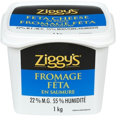 Ziggy’s Ziggys Fromage Feta en Saumure 22 % M.G. 1 kg, 1,95 $/100g