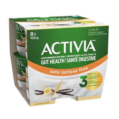 Activia Probiotic Yogurt, Lactose Free, Vanilla 8x100.0 g, $0.75/100g