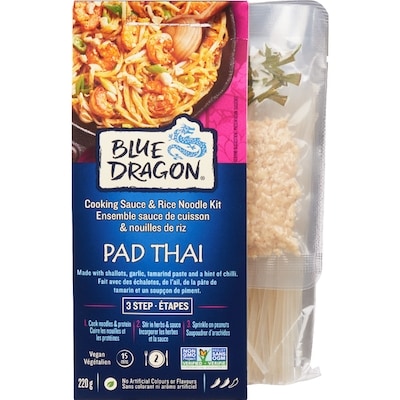 Blue Dragon Ensemble sauce de cuisson & nouilles de riz Pad Thai 3 étapes 220 g, 2,86 $/100g