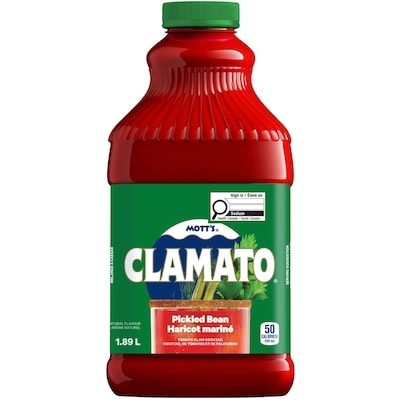 Mott’s Motts Clamato, haricot marine 1.89 l, 0,21 $/100ml