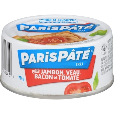 Paris Pâté Pâté, jambon, veau et bacon 78 g, 1,92 $/100g