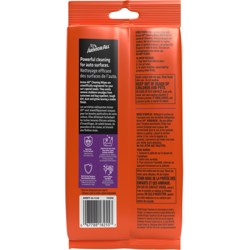 Car Cleaning Wipes - 20 Count.